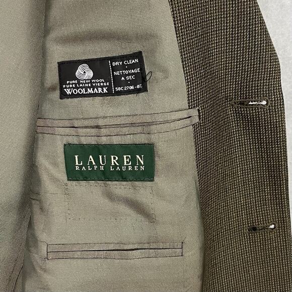 Vintage Lauren Ralph Lauren Blazer Mens Size 43R Brown Wool Single 3 Button 1996 - Picture 2 of 16